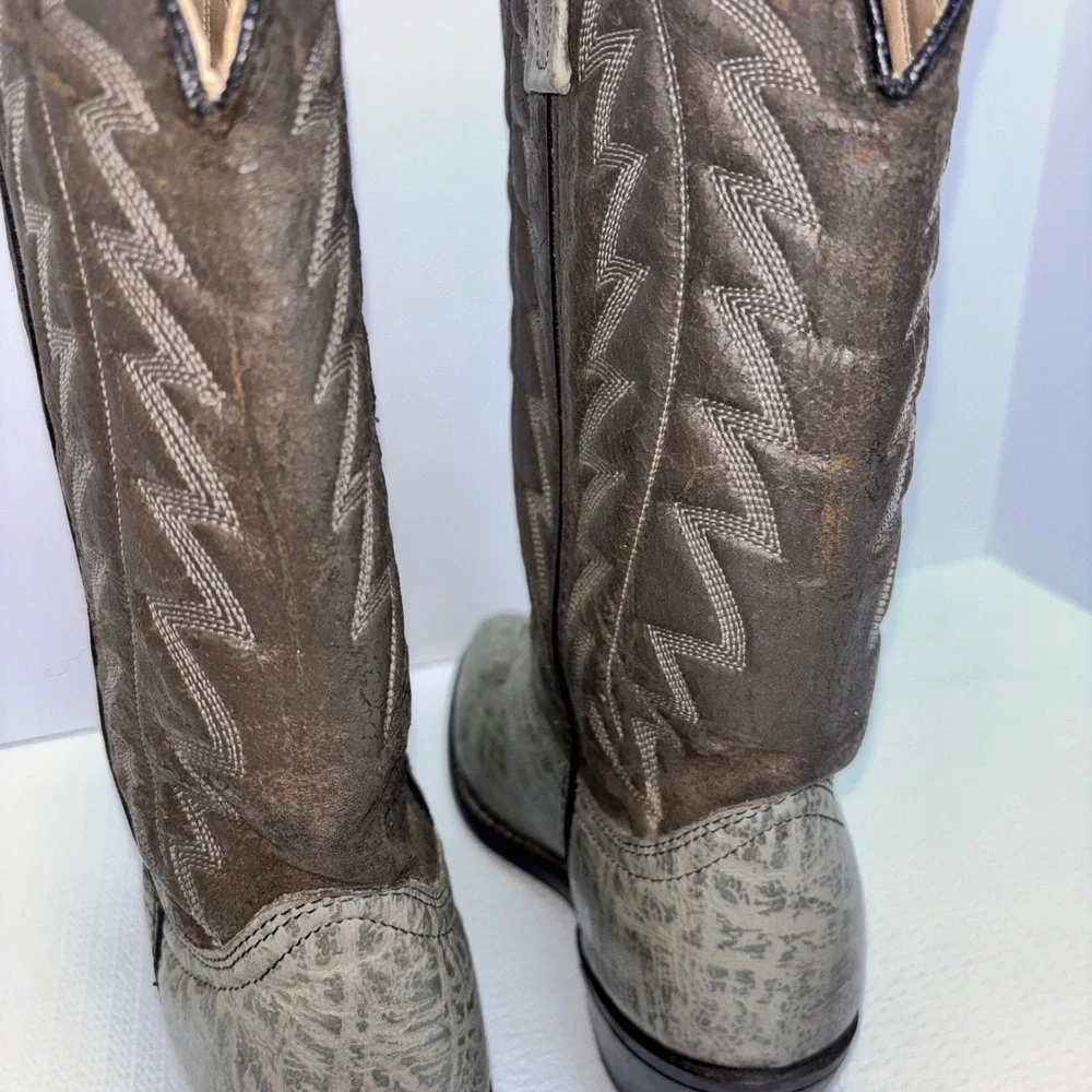 Women's Cowboy Western Boots Gray Patterned Leather Size 6 B - Picture 7 of 8